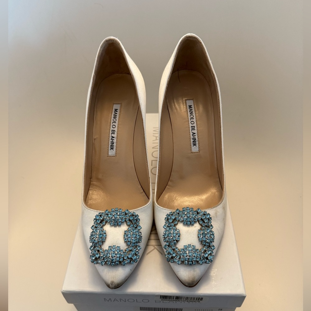Manolo Blahnik White Satin Pump